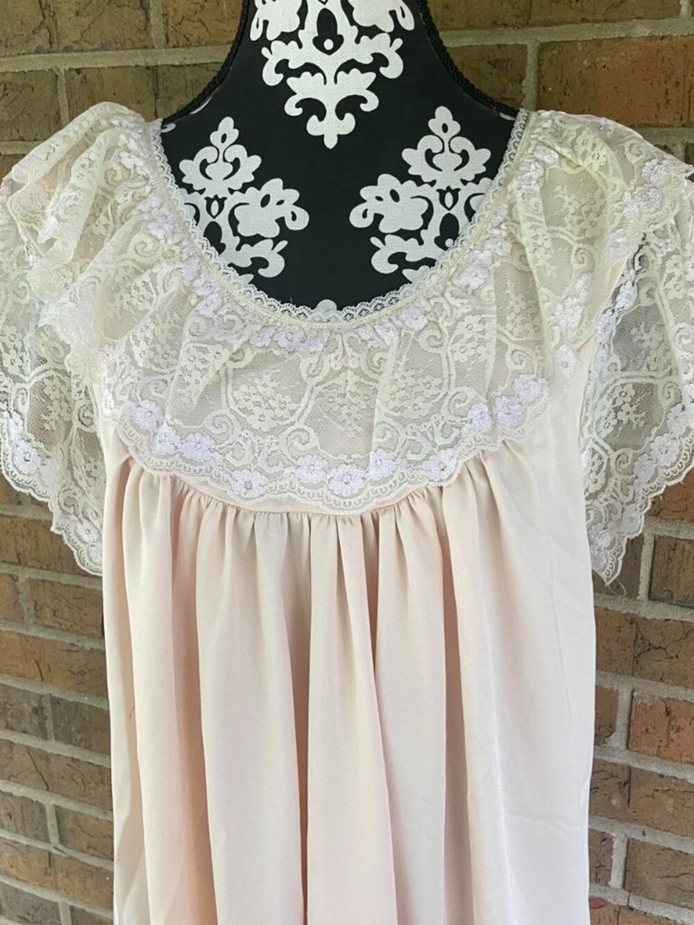 VTG 70's Lily of France Peach Old Hollywood Regency Nightgown Medium/Large